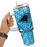 personalized carolina panthers chevron angle blue curved tumbler best selling.webp