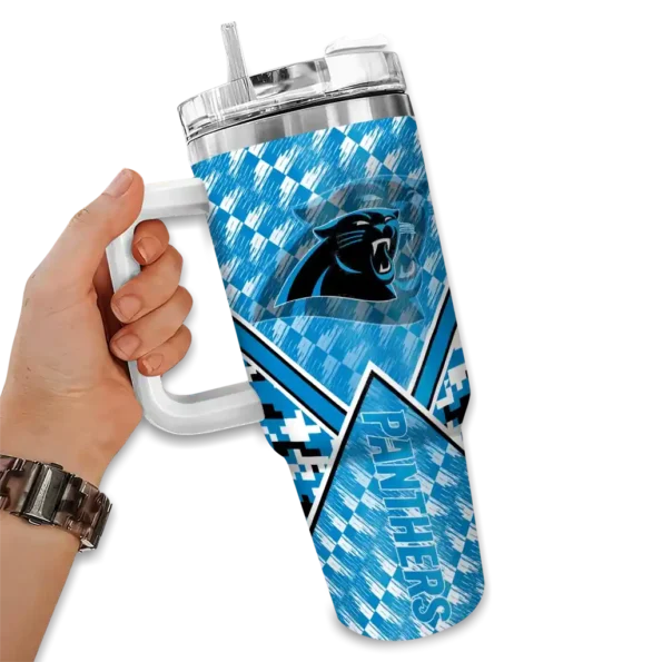 personalized carolina panthers chevron angle blue curved tumbler fashion forward.webp