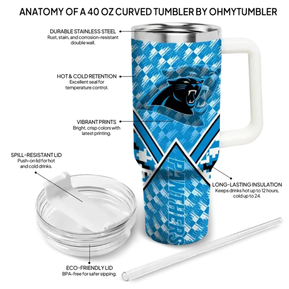 personalized carolina panthers chevron angle blue curved tumbler new arrival.webp