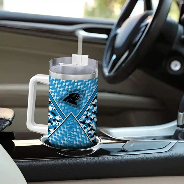 personalized carolina panthers chevron angle blue curved tumbler trendy.webp