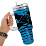 personalized carolina panthers chevron layers blue curved tumbler best selling.webp