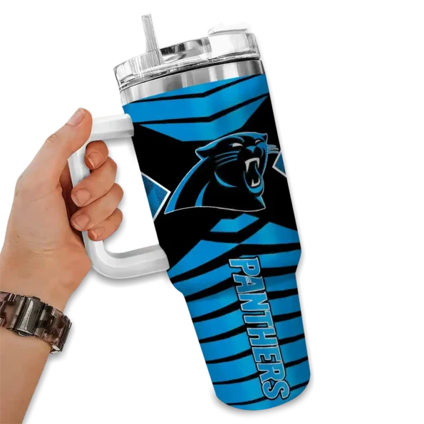 personalized carolina panthers chevron layers blue curved tumbler fashion forward.webp