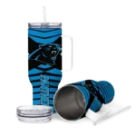 personalized carolina panthers chevron layers blue curved tumbler best selling.webp