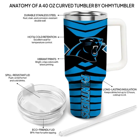 personalized carolina panthers chevron layers blue curved tumbler new arrival.webp