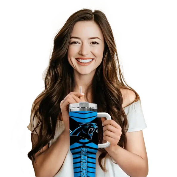 personalized carolina panthers chevron layers blue curved tumbler premium grade.webp