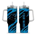 personalized carolina panthers claw cut blue black curved tumbler best selling.webp