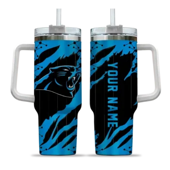 personalized carolina panthers claw cut blue black curved tumbler best selling.webp