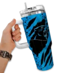 personalized carolina panthers claw cut blue black curved tumbler best selling.webp