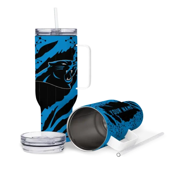 personalized carolina panthers claw cut blue black curved tumbler high quality.webp