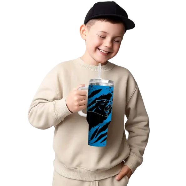 personalized carolina panthers claw cut blue black curved tumbler latest model.webp