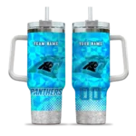 personalized carolina panthers geometric prism blue curved tumbler best selling.webp