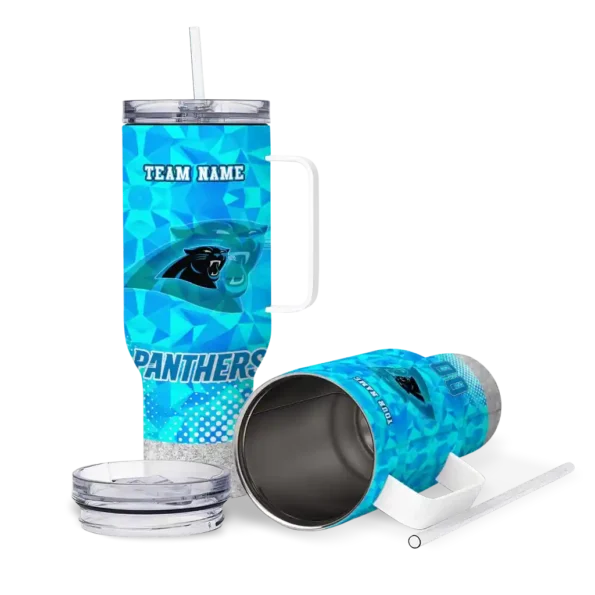 personalized carolina panthers geometric prism blue curved tumbler high quality.webp