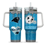 personalized carolina panthers heart helmet motif blue curved tumbler best selling.webp