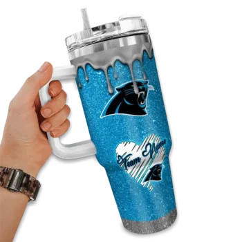 personalized carolina panthers heart helmet motif blue curved tumbler fashion forward.webp