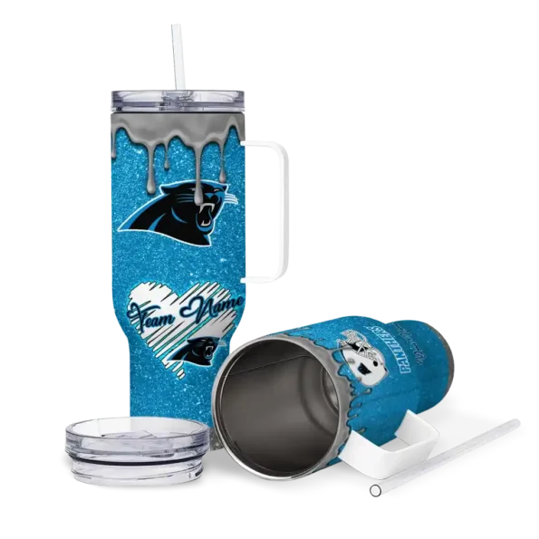 personalized carolina panthers heart helmet motif blue curved tumbler high quality.webp