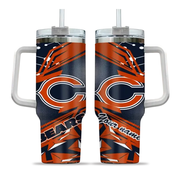 personalized chicago bears abstract paths blue curved tumbler best selling.webp