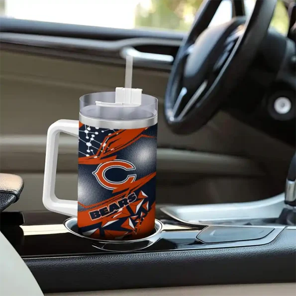 personalized chicago bears abstract paths blue curved tumbler trendy.webp