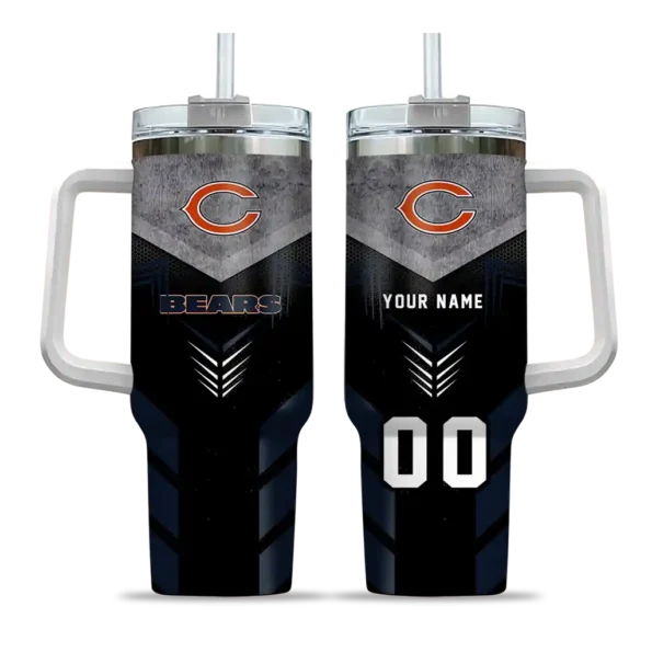 personalized chicago bears arrow armor blue black curved tumbler best selling.webp