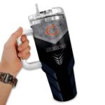 personalized chicago bears arrow armor blue black curved tumbler best selling.webp