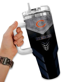 personalized chicago bears arrow armor blue black curved tumbler fashion forward.webp