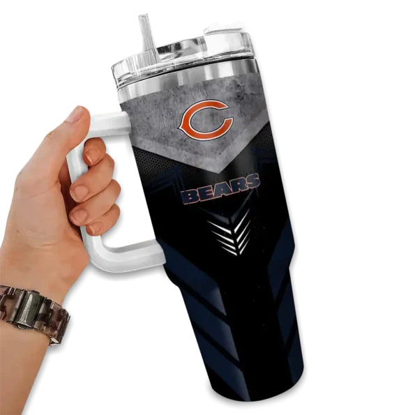 personalized chicago bears arrow armor blue black curved tumbler fashion forward.webp