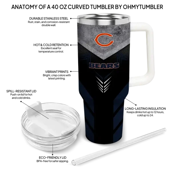 personalized chicago bears arrow armor blue black curved tumbler new arrival.webp