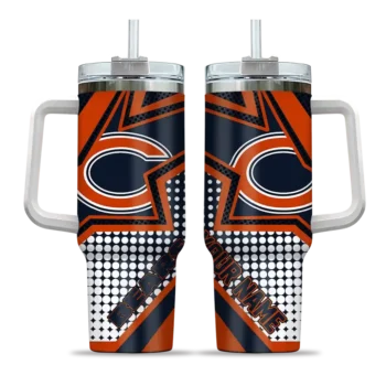 personalized chicago bears arrow burst blue curved tumbler best selling.webp