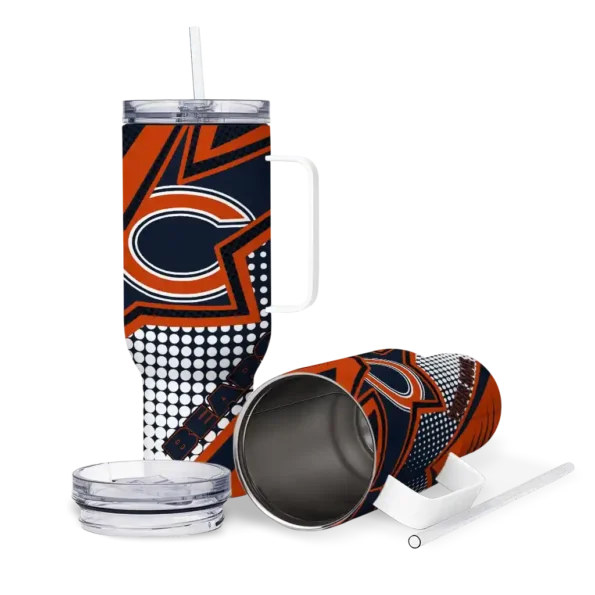 personalized chicago bears arrow burst blue curved tumbler high quality.webp