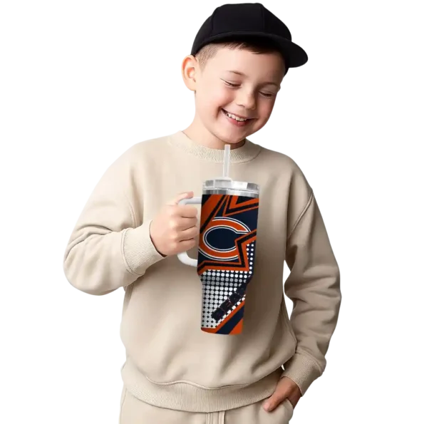 personalized chicago bears arrow burst blue curved tumbler latest model.webp