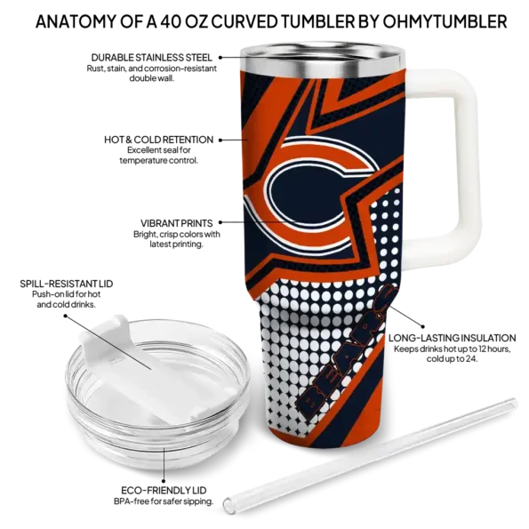 personalized chicago bears arrow burst blue curved tumbler new arrival.webp