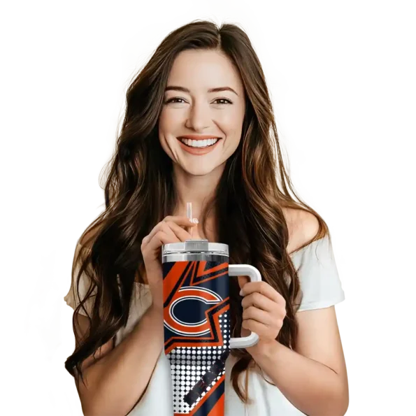 personalized chicago bears arrow burst blue curved tumbler premium grade.webp
