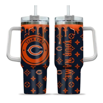 personalized chicago bears bullseye drips blue curved tumbler best selling.webp