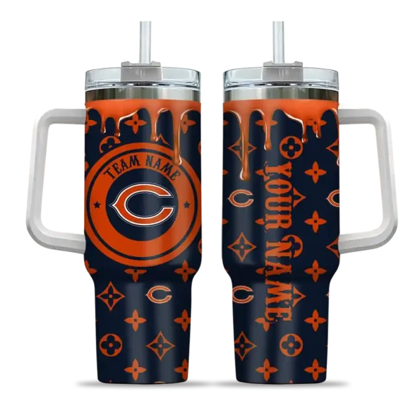 personalized chicago bears bullseye drips blue curved tumbler best selling.webp