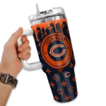 personalized chicago bears bullseye drips blue curved tumbler best selling.webp