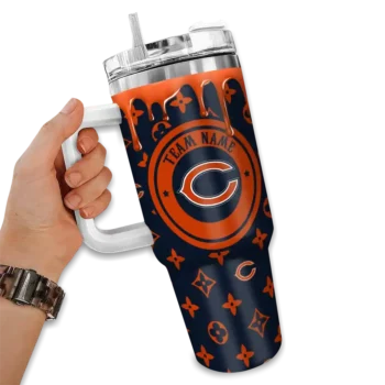 personalized chicago bears bullseye drips blue curved tumbler fashion forward.webp