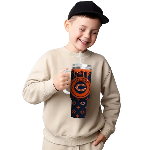 personalized chicago bears bullseye drips blue curved tumbler latest model.webp