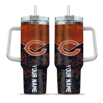 personalized chicago bears chevron stripe blue curved tumbler best selling.webp