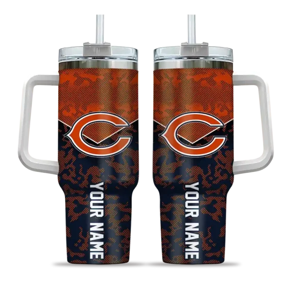 personalized chicago bears chevron stripe blue curved tumbler best selling.webp