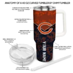personalized chicago bears chevron stripe blue curved tumbler best selling.webp