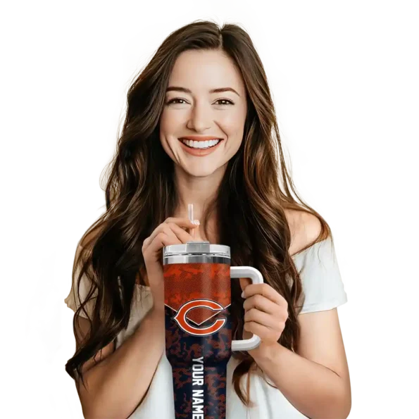 personalized chicago bears chevron stripe blue curved tumbler premium grade.webp