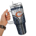 personalized chicago bears leopard zipper blue curved tumbler best selling.webp