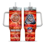 personalized chicago bears marbled stripes blue curved tumbler best selling.webp