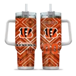 personalized cincinnati bengals bold diamonds orange curved tumbler best selling.webp