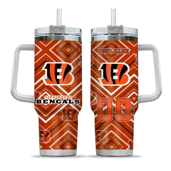 personalized cincinnati bengals bold diamonds orange curved tumbler best selling.webp