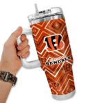 personalized cincinnati bengals bold diamonds orange curved tumbler best selling.webp