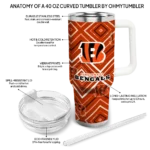personalized cincinnati bengals bold diamonds orange curved tumbler best selling.webp