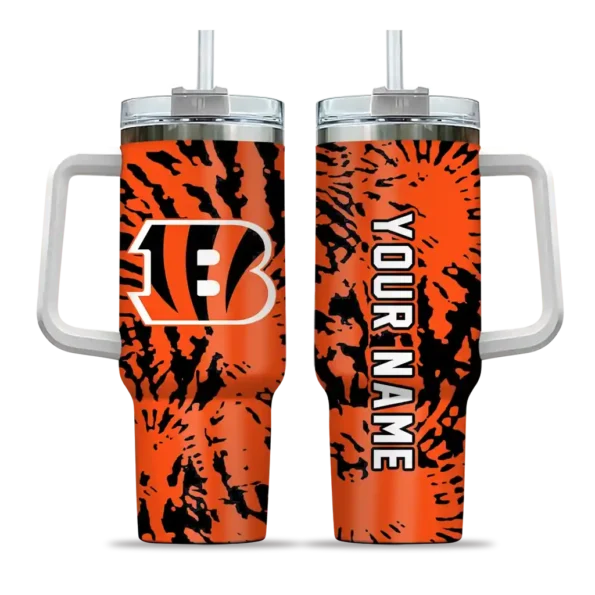 personalized cincinnati bengals burst swirl orange curved tumbler best selling.webp
