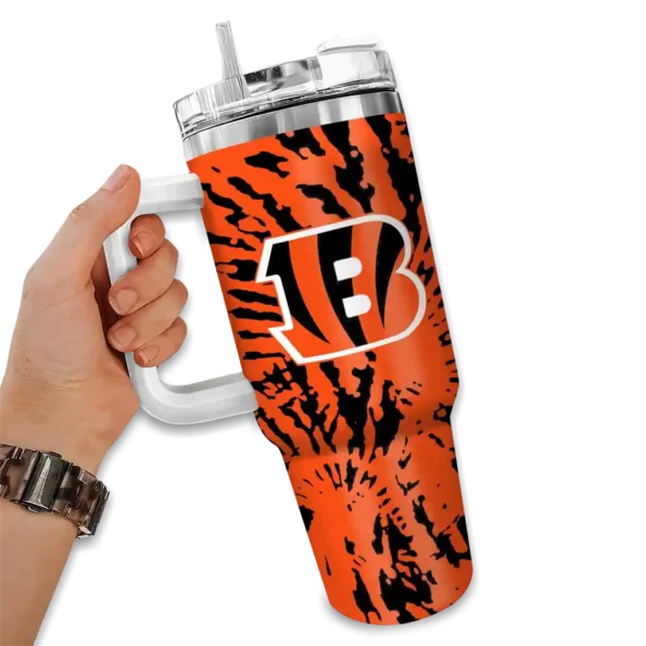 personalized cincinnati bengals burst swirl orange curved tumbler fashion forward.webp