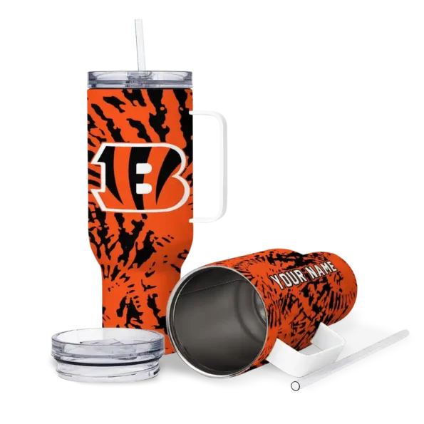 personalized cincinnati bengals burst swirl orange curved tumbler high quality.webp