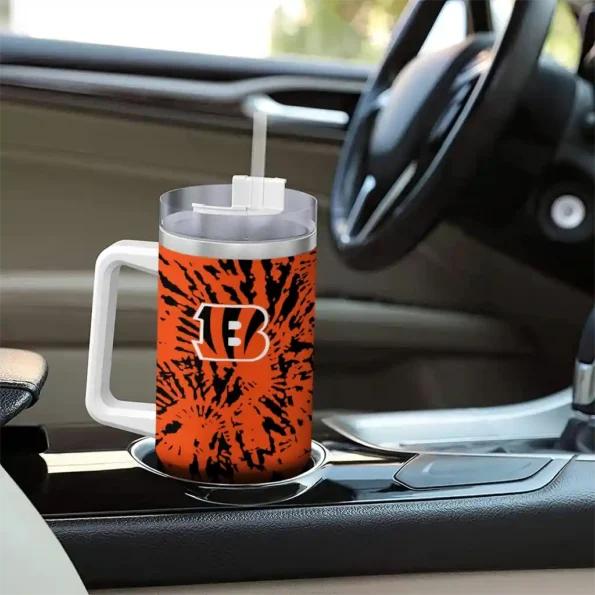 personalized cincinnati bengals burst swirl orange curved tumbler trendy.webp